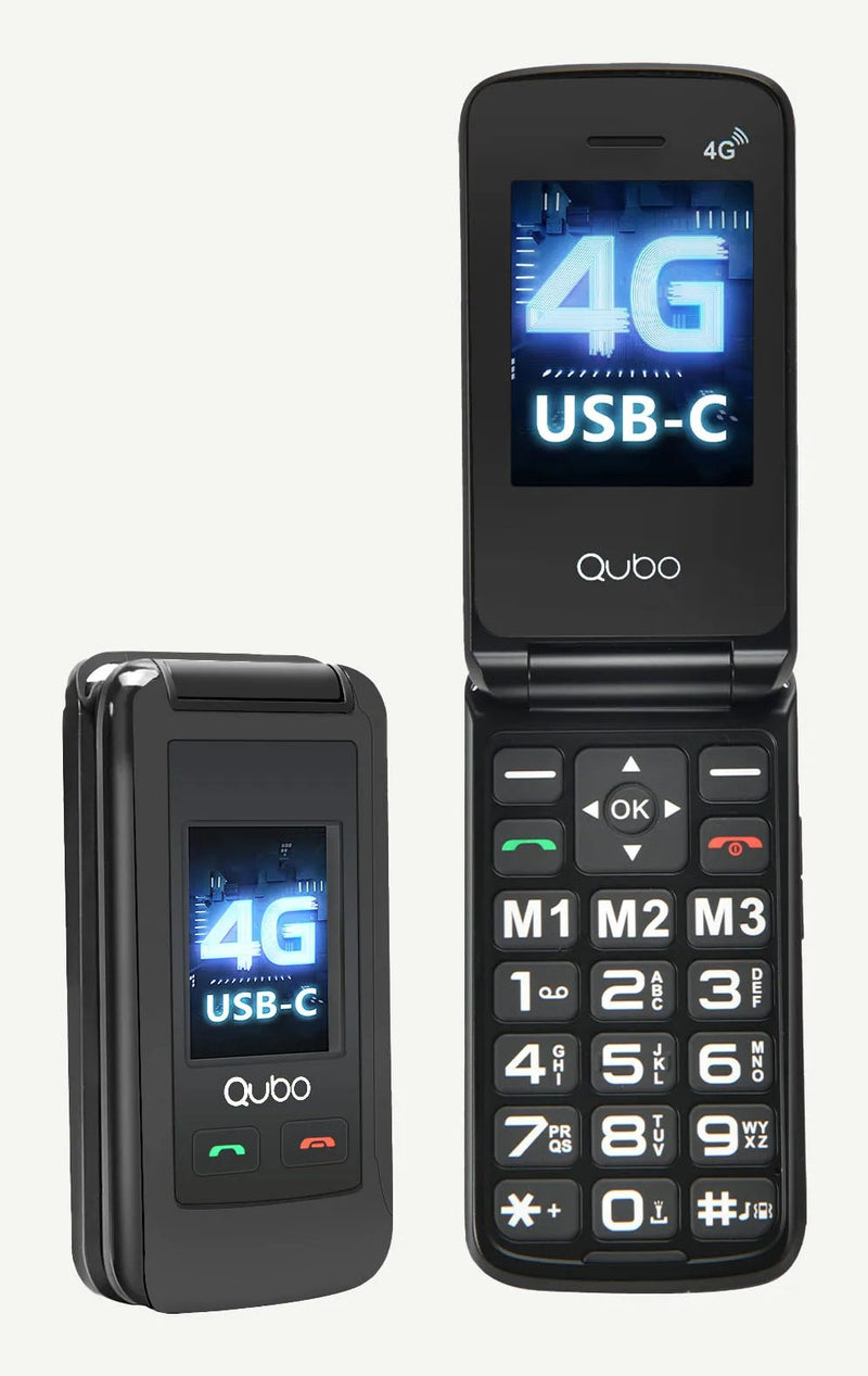 Qubo Phone Mobile Phone X-247 4G Personas Mayores Black And Blue