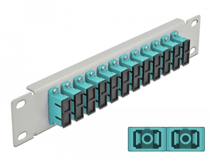 Delock 66794 Panel Connection Fibre Optic 10 12 Ports Sc Duplex Aguamarina 1U Grey