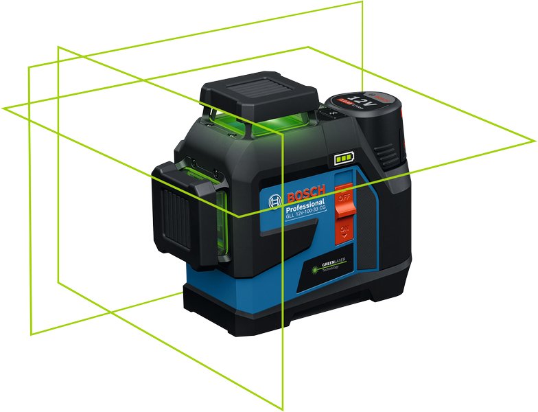 Bosch Professional Láser Line Wireless Gll 12V-100-33 Cg Professional Blue Black Battery Iones Litio 12V 2,0AH