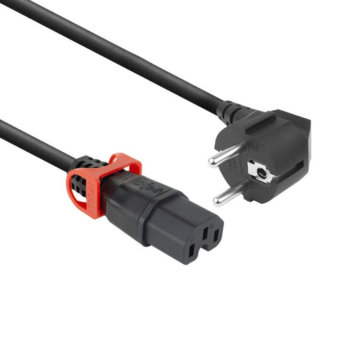 Powercord Schuko Cee 7 Male (angled) - C15 IEC Lock + Black 3M, EL605S — image 1