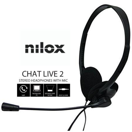 Nilox Headphones Microphone Control Vol Black Alambrico