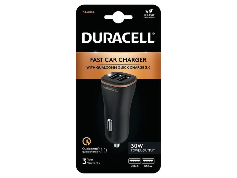 Duracell Power Travel Charger 12V 2x USB-A 4,8A Qc DR6010A