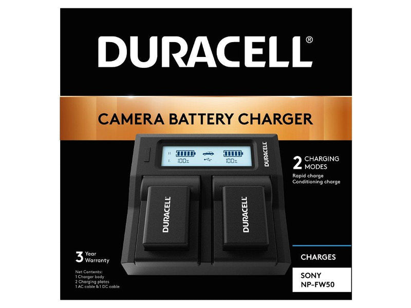 Duracell LED Dual Dslr Battery Charger For Sony NP-FW50 DRS6120