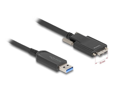 Delock 83217 Cable Óptico Activo USB 10Gbps-a Male USB 10Gbps Type Micro-b Male With Screws 15M — image 1