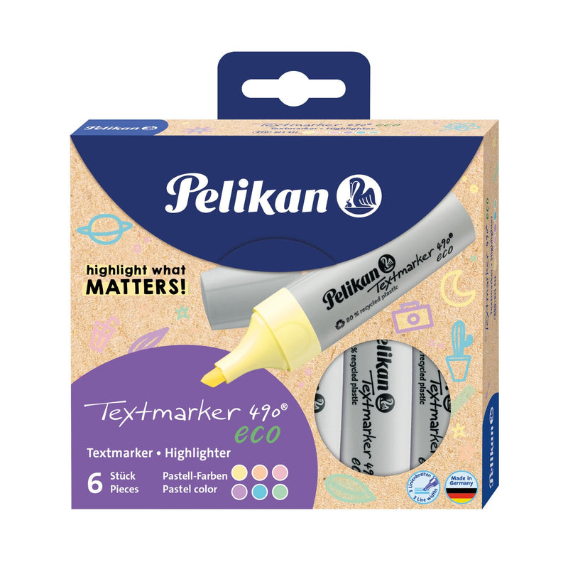 Pelikan Marcador 490® Eco, Set Of 6 Colours Pastel