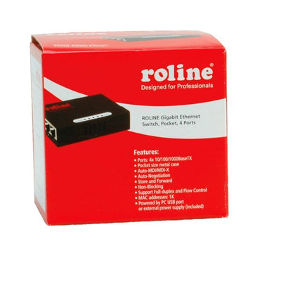 Roline Gigabit Ethernet Switch, Pocket, 4 Ports — image 1