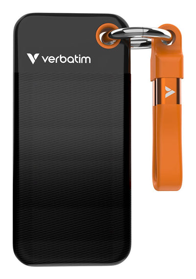 Verbatim Drive SSD External Pocket SSD 1TB Black/Orange USB-C 3.2 Gen 2 10 Gbit/S, With Keyring And Stand Cabl — image 1