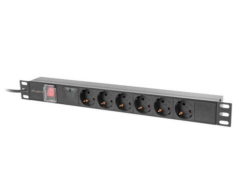 Lanberg Pdu Rack 19 1U 10A 6X Schuko Black C14 2M — image 1