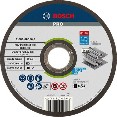 Bosch Drive Corte Expert Inox - Fast Ø 125MM (diámetro 22,23MM, As 60 T Inox Bf, Anverso) 2608600549 — image 1