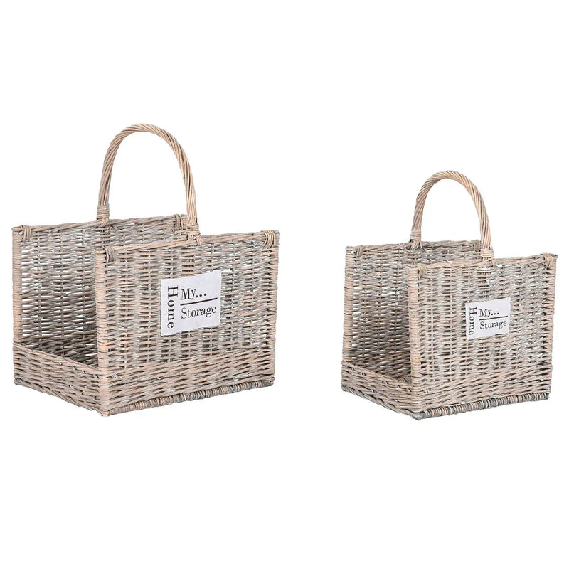 Log Stand Home ESPRIT Natural wicker 47 x 35 x 54 cm (2)