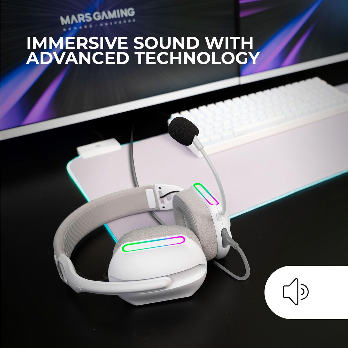 Mars Gaming Headphones With Microphone Mars Gaming Mhprow White