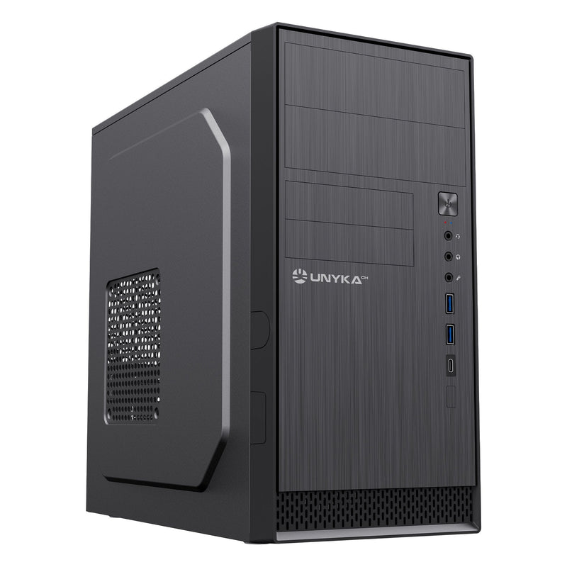 Unykach PC Case Aero C12 V2 microATX - Size Drive Soportado 3.5, 2.5 - USB-A 3.0, USB-C 2.0, Audio - Black