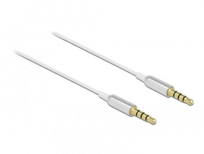 Delock Cable Jack 3,5MM 4 Pin Connector Male a Male Ultra Slim 0,5M White — image 1