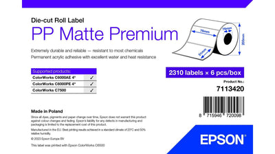 Pp Matte Label Prem Die-cut Supl Roll 76X51MM 2310 Labels — image 1