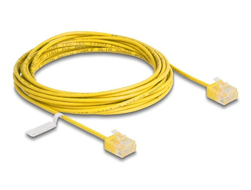 Delock RJ45 Network Cable CAT.6 UTP Ultra Slim 5M Yellow With Kurzen Machon — image 1