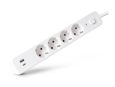 Entac Power Strip Plugs 4VÍAS 1x USB-A & 1 Usb-c, 1,5M White — image 1