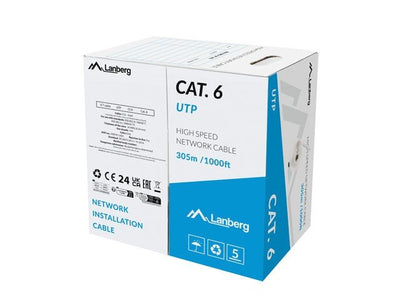 Lanberg Cable LAN CAT.6 305M Solid Cca Grey Fluke Passed — image 1