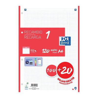 Oxford Spare Part 100H + 20H Gratis 4 Taladros A4 90GR 5X5 1 Band Red — image 1