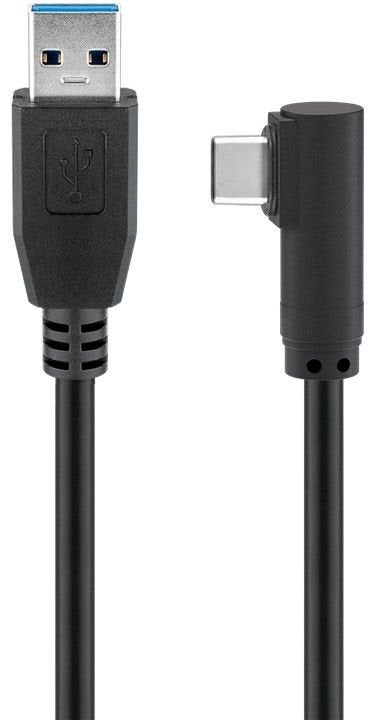 Goobay Cable USB 3.2 Gen 1, USB-A Male USB-C Male 90° Black 1 Tape Measure Ángulo Derecho/Izquierdo)