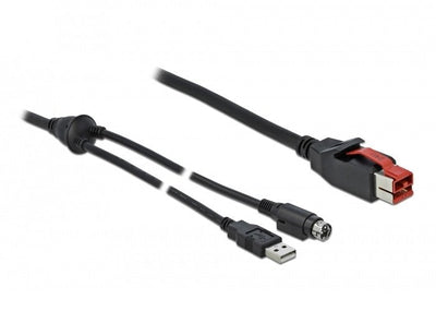 Delock Poweredusb Cable Connector Male 24V a USB Type a Connector Male + Mini-din 3 Pin Connector Male 2M Pos  — image 1