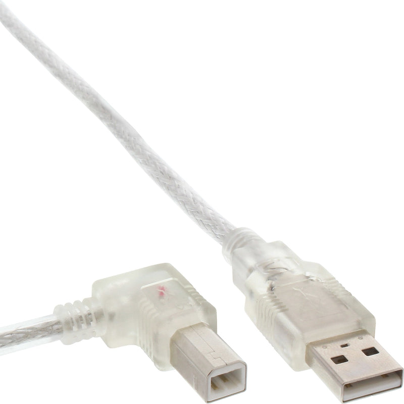 Inline USB 2.0 Cable Acodado Type a Male a B Male Transparent 3M