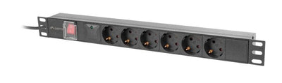 Lanberg Power Strip 1U 16A Rack 19 6X Socket Schuko Black 2M — image 1