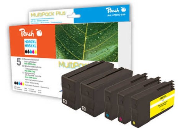 Peach 319232 Ink Black 950XL 951XL, Cyan Magenta Yellow 5 Pieces
