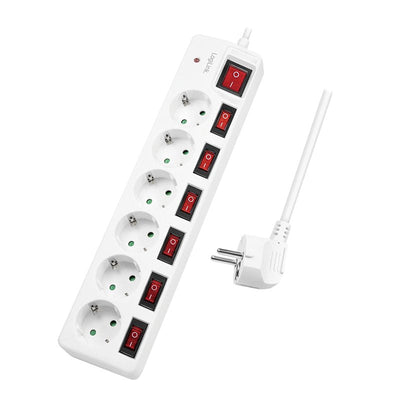 Logilink Power Strip Plugs Logilink 6 Sockets 6XCEE 7/3, W. 7 Switch White — image 1