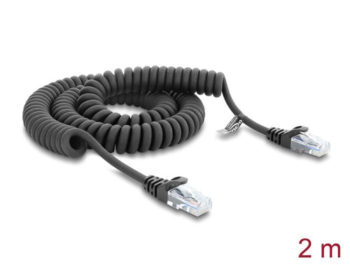 Delock RJ50 Cable Espiral Connector Male a Male 2M Black — image 1