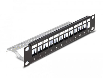 Delock Panel Connection Keystone 10 12 Ports With Alivio Voltage 1U Black — image 1