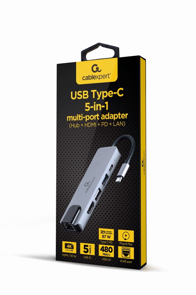 Adapter Multipuerto USB Type-c 5 1 Hub HDMI Pd LAN