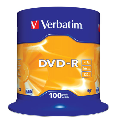 Verbatim Dvd-r Advanced Azo 43549 - 4.7GB · 16X · Tarrina 100 Units — image 1