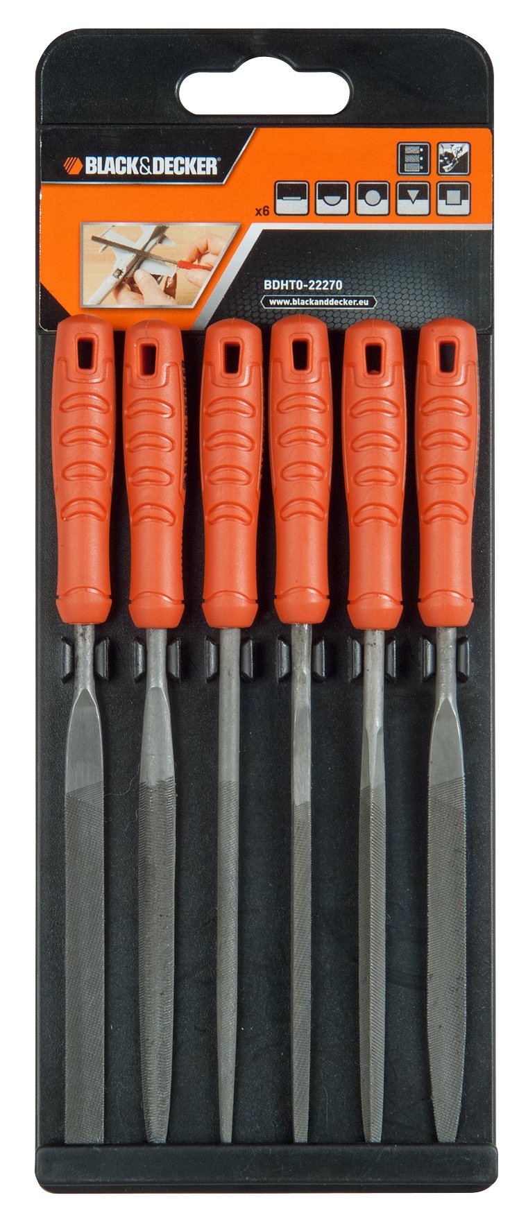 Negro + Decker Set 6 Mini Limas Metal Y Madera BDHT0-22270