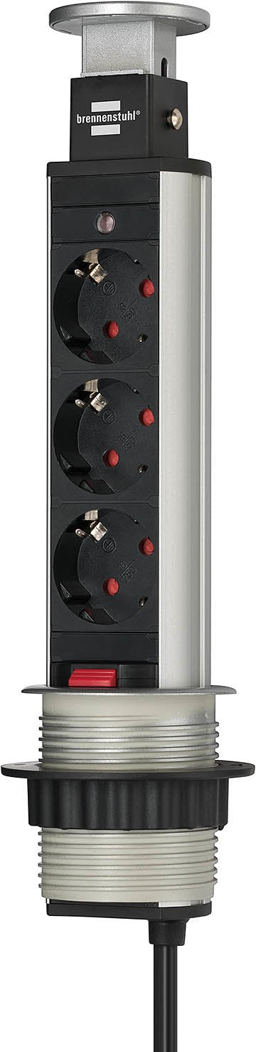 Brennenstuhl Base Plug Desk 3 Sockets 2M, Retractable — image 1