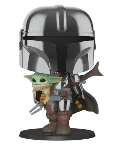 Funko Pop! Supersized - Mandaloriano With Armadura Cromada And Child 10/25CM - Star Wars: Mandaloriano — image 1