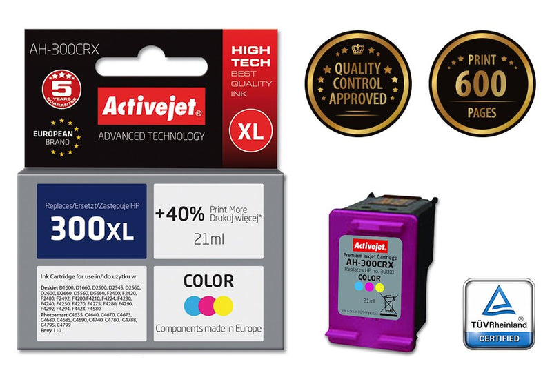 Activejet Ink Ah-300CRX (reemplazo HP 300XL CC644EE - Premium - 21ML - Colour