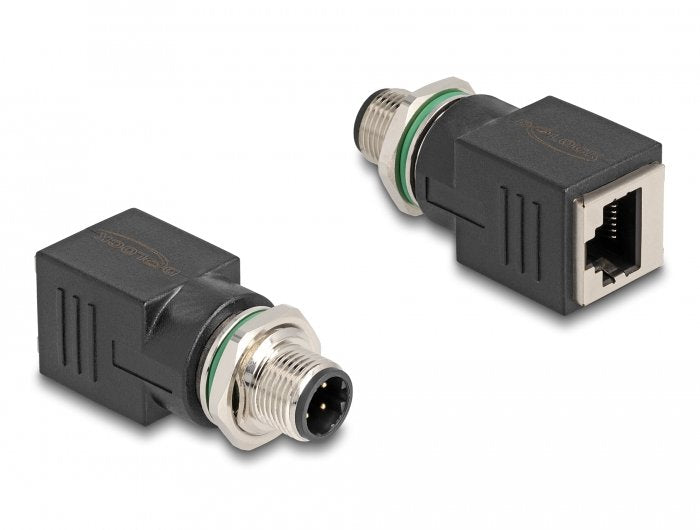 Delock M12 Adapter D-kodiert 4 Pin Male a RJ45