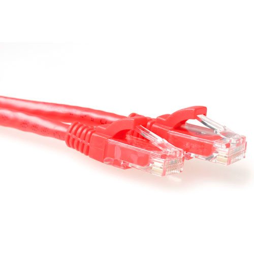 Red 15 Meter U UTP CAT.6A Patch Cable Snagless With RJ45 Connectors