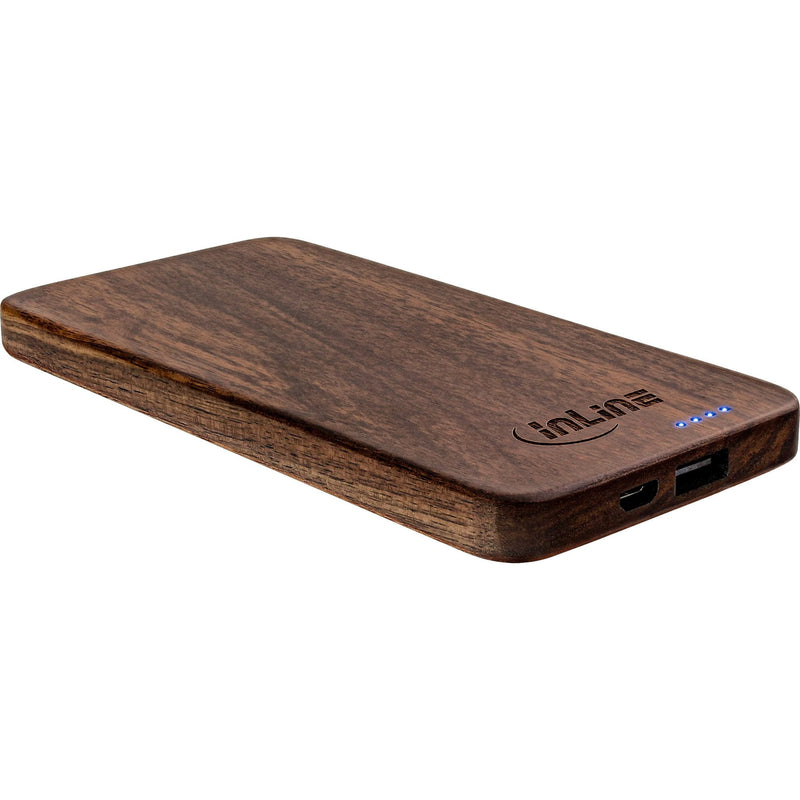 Inline USB Powerbank 5.000MAH Woodplate Con Pantalla LED Madera Nogal Real