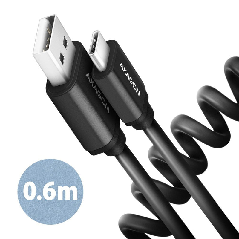 Axagon Cable HCM-AM10TB Twimer USB-C Auf USB-A 2.0, Black - 0,6M