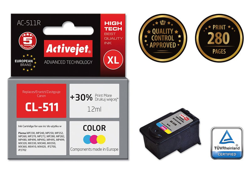 Activejet Ink AC-511R (reemplazo Canon CL-511 - Premium - 12ML - Colour
