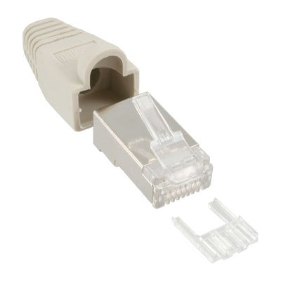 Inline 100 Connectors RJ45 8P8C Blindado With Enhebrador + Protection Contra Dobleces Grey 100 Units — image 1