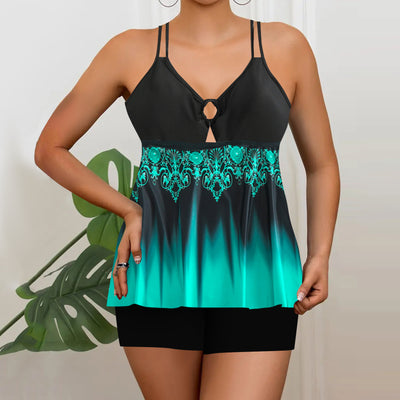 Womens Two-Piece Swimsuit Top And Shorts Set