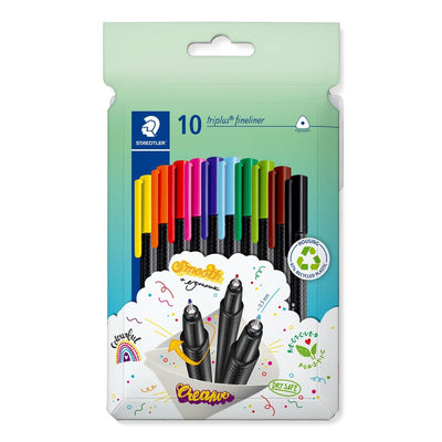 Staedtler 334 C10 Marker Punta Fina Superfino Black Blue Brown Green Blue Claro, Green Claro, Orange Pink Red — image 1