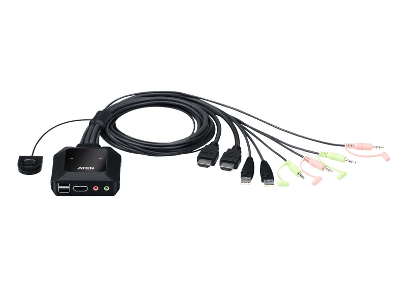 Aten CS22H Kvm-switch 2 Ports HDMI 4K, Usb, Audio, Cables Integrados