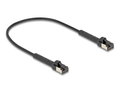 Delock RJ45 Slim Netzwerkcable CAT.8.1 U FTP Winkelbar Bis 40Gbps Black 0,25M — image 1