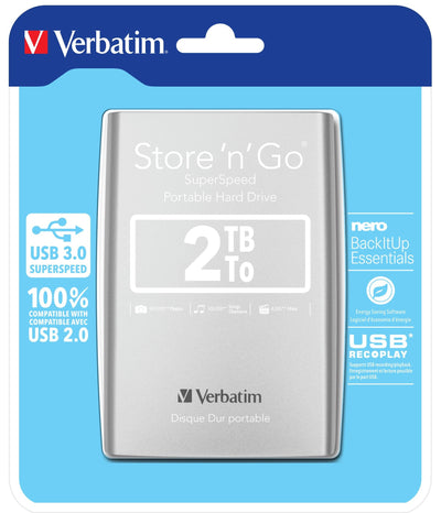 Verbatim Drive External HDD HD 2.5 2TB USB 3.0 Silver 53189 — image 1