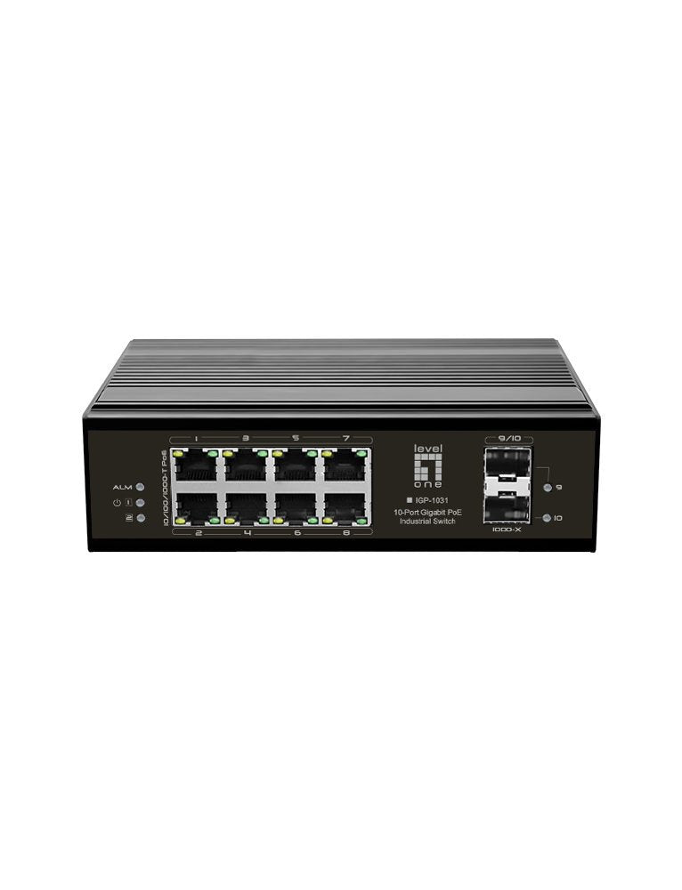 Switch Levelone 10 Ports Gigabit PoE Carril Din, -40 ° C a 75 ° C