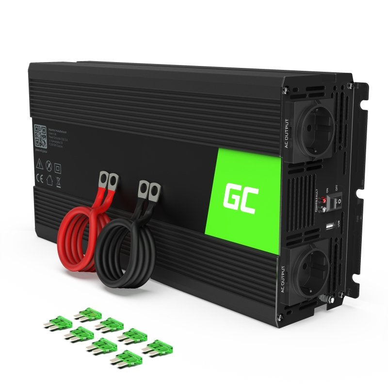 Green Cell INV24 Adapter And Inversor Power Auto 1500W Black