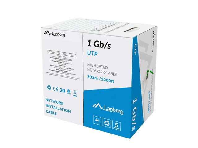 Lanberg Bobina UTP RJ45 1GB/S Solido Cca AWG23 305M Verde